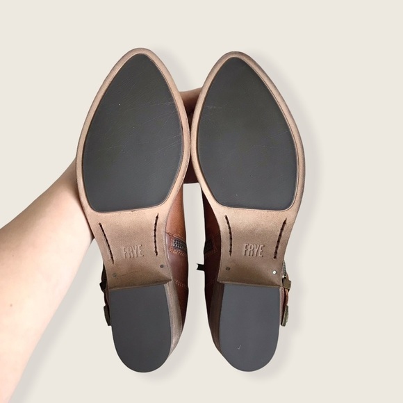 Frye Ray Cognac Leather Belt Western Ankle Bootie - Picture 11 of 15